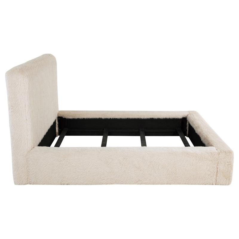 Rebecca Faux Fur Upholstered Queen Bed Cream - detail 6