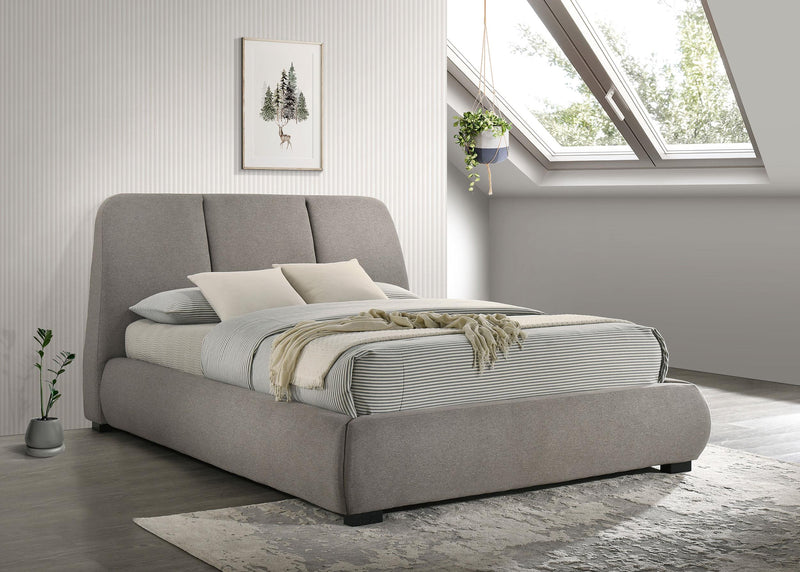 Mokena 46-inch Upholstered Queen Platform Bed Taupe