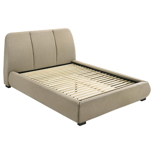 Mokena 46-inch Upholstered Queen Platform Bed Brown - alternate view