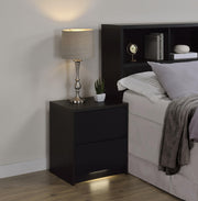 Westpark 2-drawer Nightstand LED Lights and USB Black - alternate view