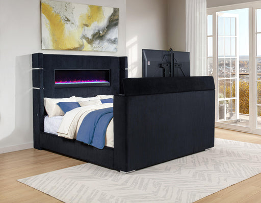 Tisdall Eastern King Flame Visualizer Wingback TV Bed Black - alternate view