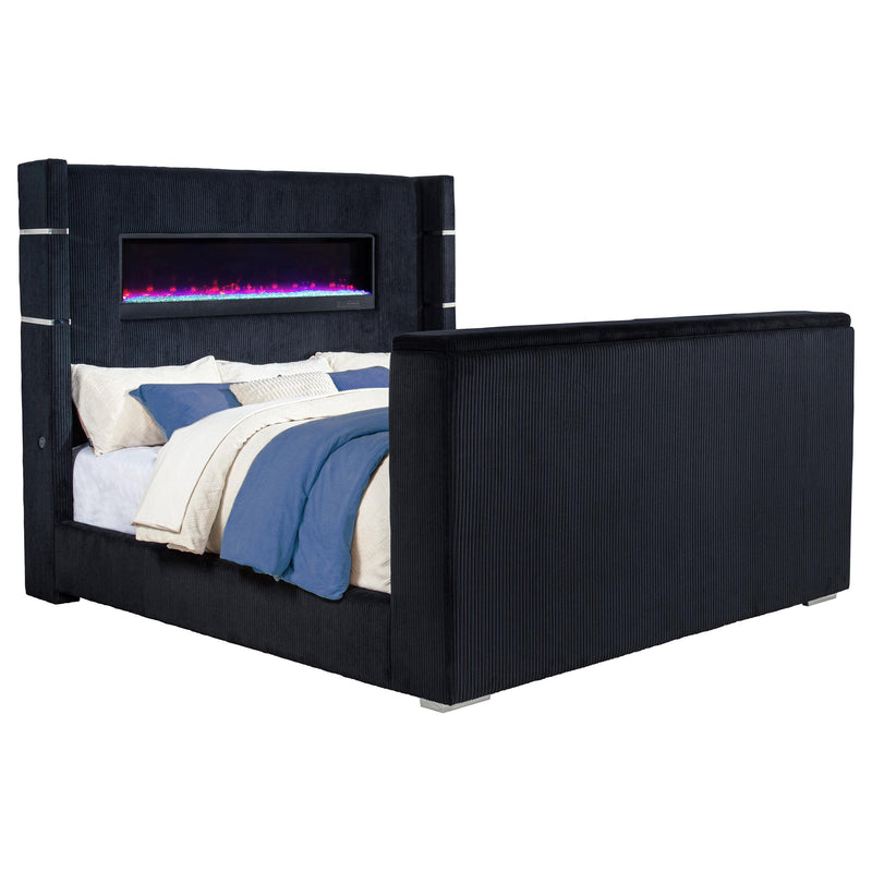 Tisdall Eastern King Flame Visualizer Wingback TV Bed Black - detail 3