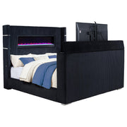 Tisdall Eastern King Flame Visualizer Wingback TV Bed Black - detail 4