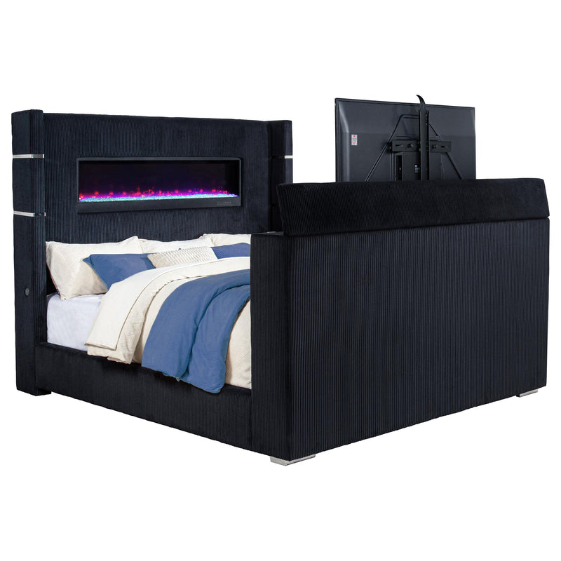 Tisdall Eastern King Flame Visualizer Wingback TV Bed Black - detail 4