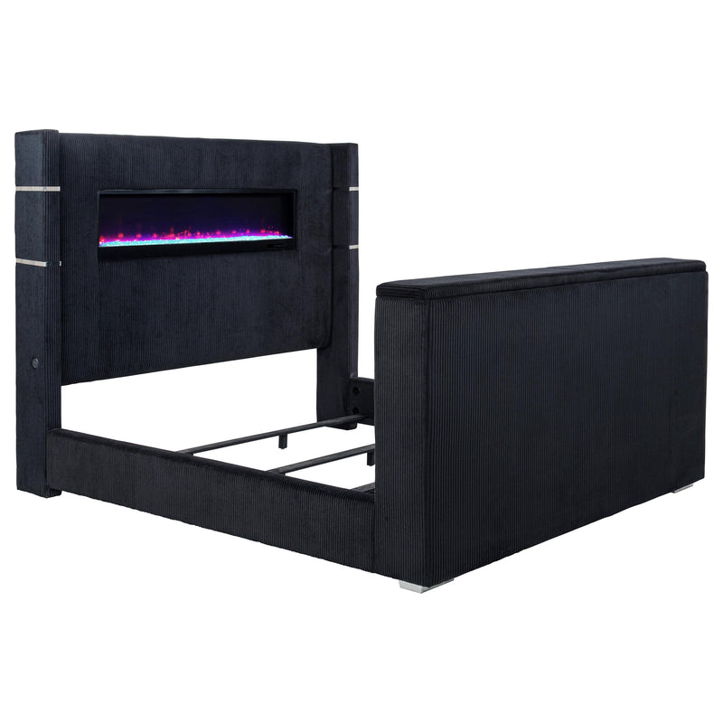 Tisdall Eastern King Flame Visualizer Wingback TV Bed Black - detail 5