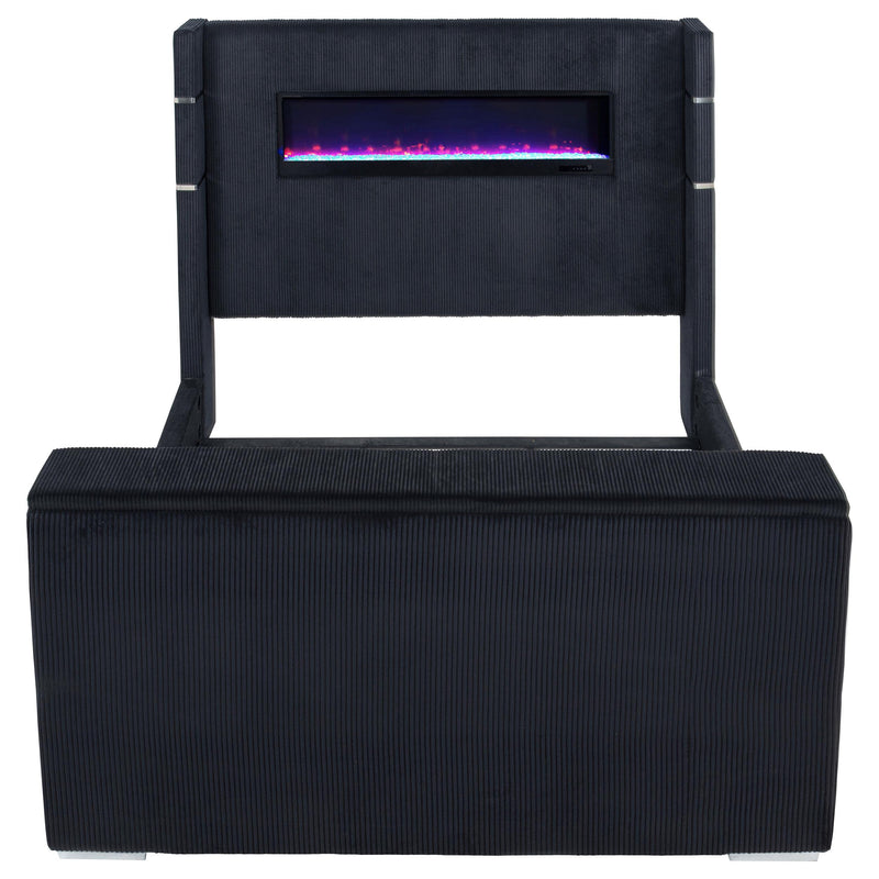 Tisdall Eastern King Flame Visualizer Wingback TV Bed Black - detail 6