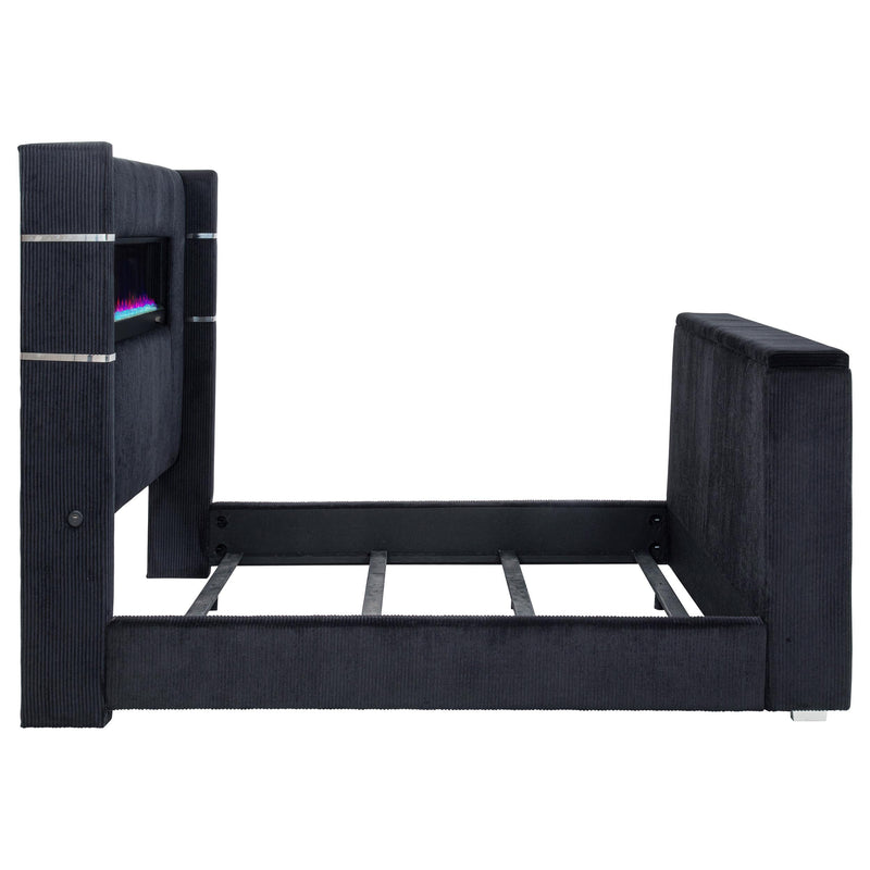 Tisdall Eastern King Flame Visualizer Wingback TV Bed Black - detail 8