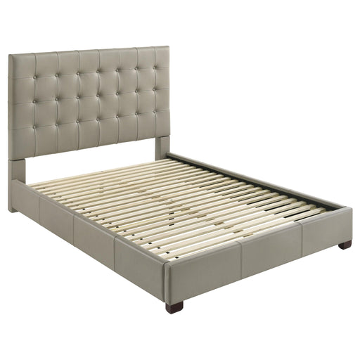 Medley Genuine Leather Queen Panel Platform Bed Tan - alternate view