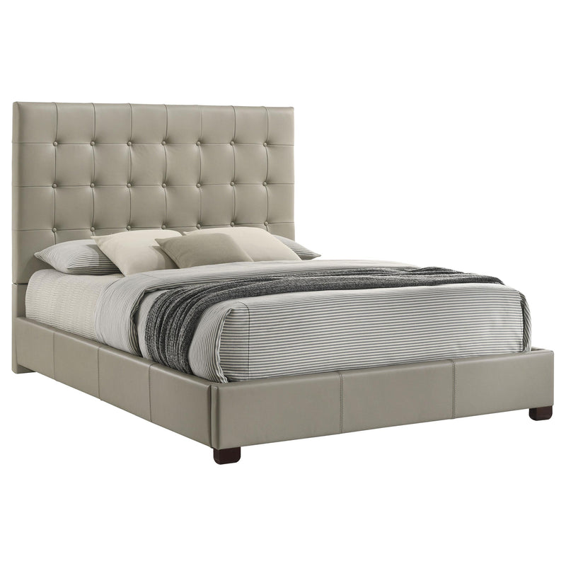 Medley Genuine Leather Queen Panel Platform Bed Tan - detail 3