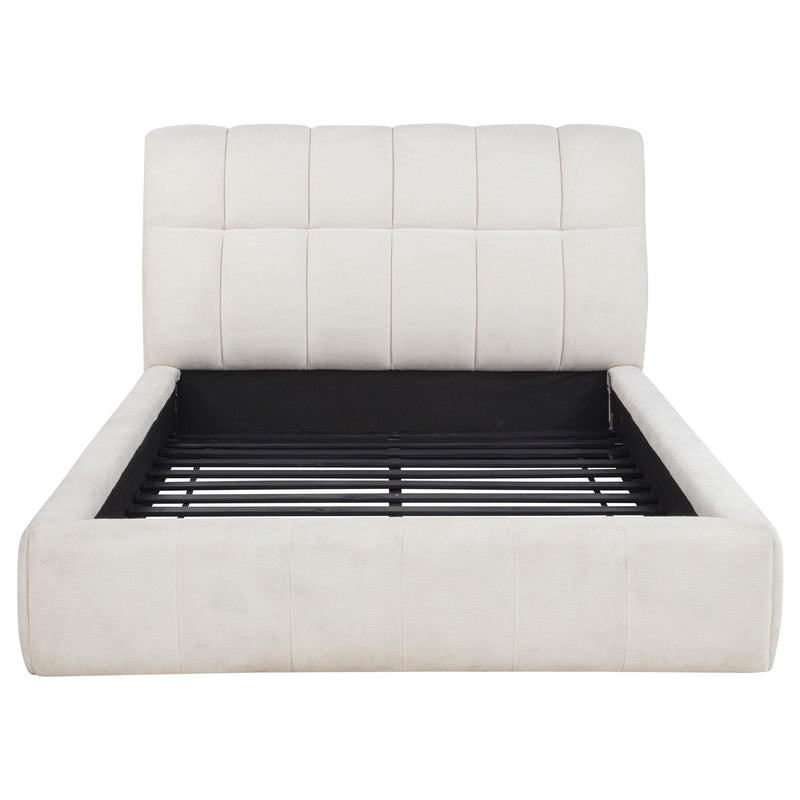 Nollet 48-inch Upholstered Queen Panel Platform Bed Cream - detail 4