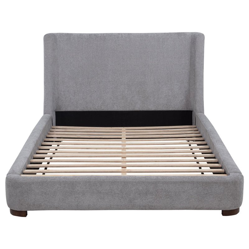 Rennes Upholstered Queen Wingback Platform Bed Grey - detail 4