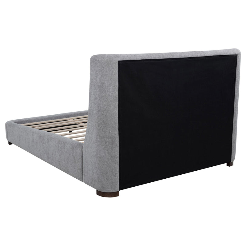 Rennes Upholstered Queen Wingback Platform Bed Grey - detail 5