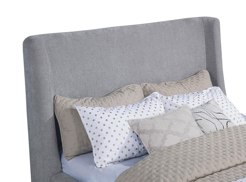 Rennes Upholstered Queen Wingback Platform Bed Grey - detail 7