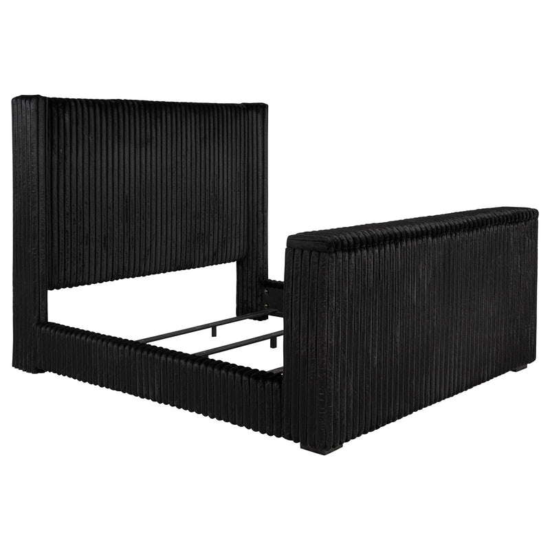 Centergrove Upholstered Eastern King Wingback TV Bed Black - detail 3