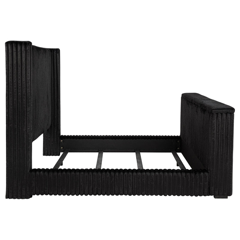 Centergrove Upholstered Eastern King Wingback TV Bed Black - detail 8