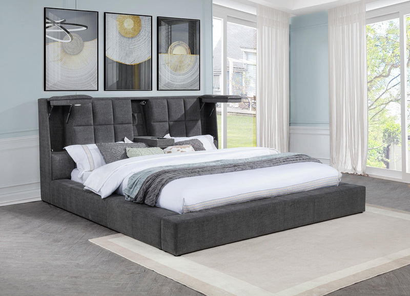 Dreux Upholstered Eastern King Panel Platform Bed Grey - alternate view