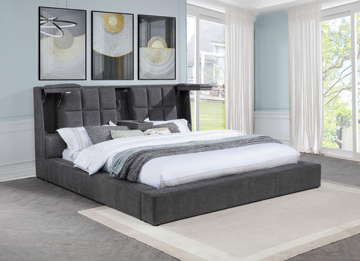 Dreux Upholstered Eastern King Panel Platform Bed Grey - alternate view