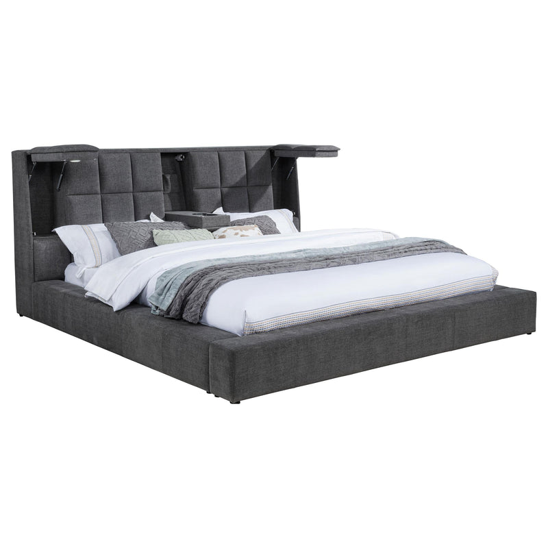 Dreux Upholstered Eastern King Panel Platform Bed Grey - detail 5