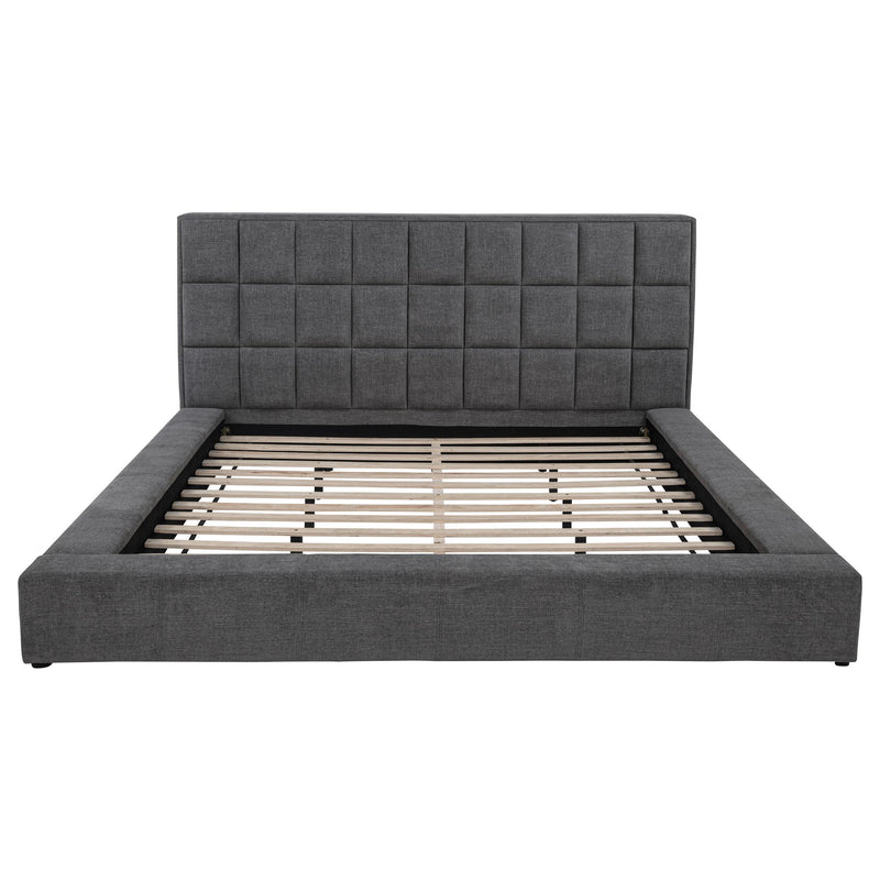 Dreux Upholstered Eastern King Panel Platform Bed Grey - detail 6