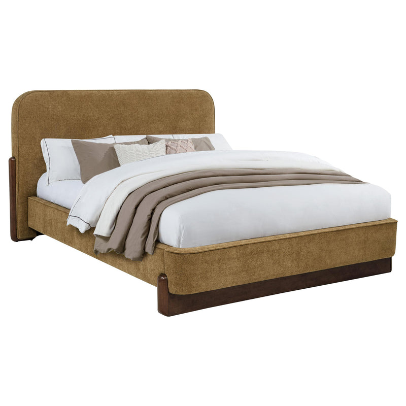 Baldacci Upholstered Queen Platform Bed Curry and Walnut - detail 3