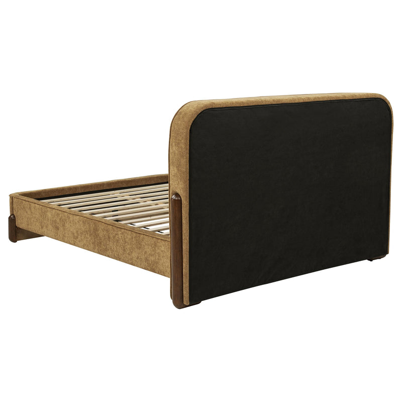 Baldacci Upholstered Queen Platform Bed Curry and Walnut - detail 5