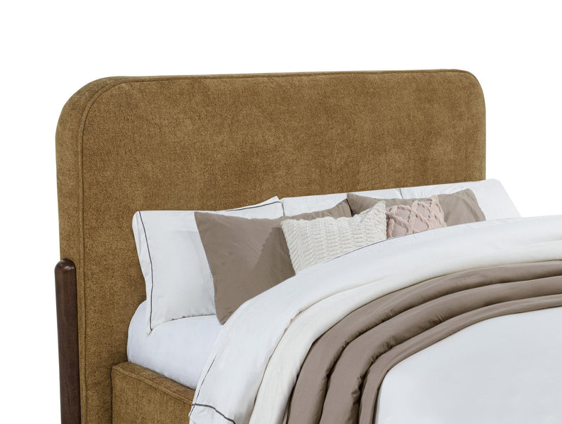 Baldacci Upholstered Queen Platform Bed Curry and Walnut - detail 7