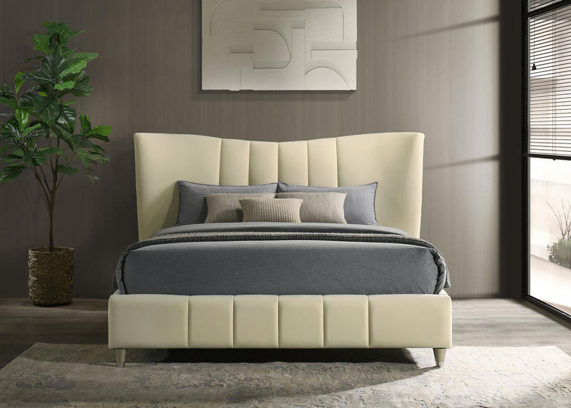 Evelyn Upholstered Queen Panel Platform Bed Ivory - alternate view