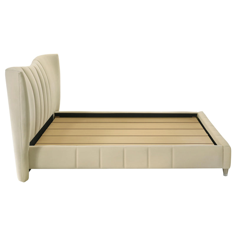 Evelyn Upholstered Queen Panel Platform Bed Ivory - detail 7