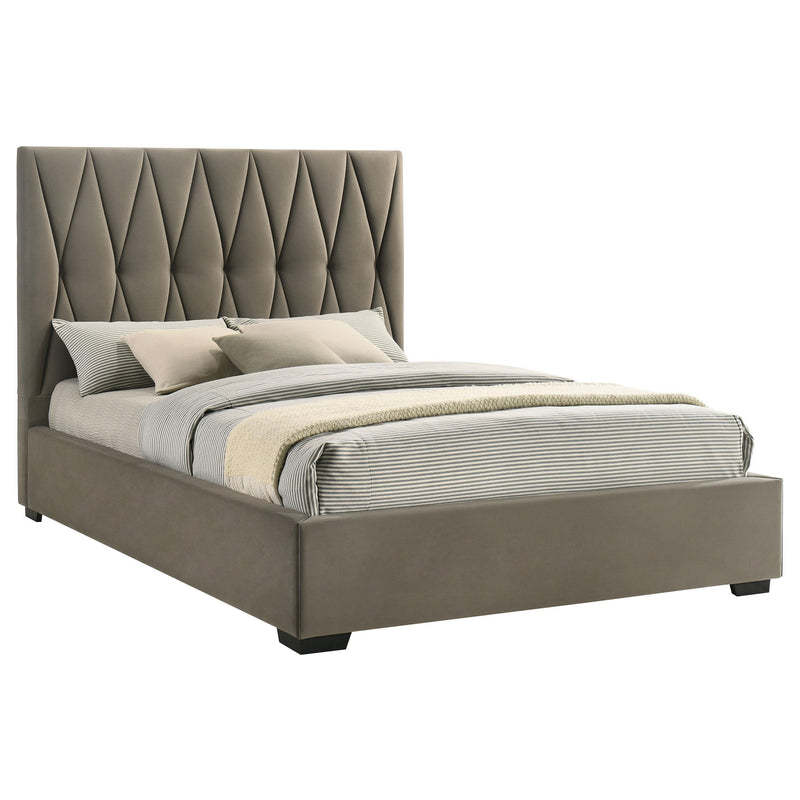 Delsea Upholstered Queen Panel Platform Bed Light Brown - detail 3
