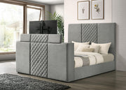 Tara 61-inch Upholstered Eastern King Panel TV Bed Grey - alternate view