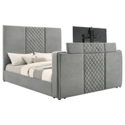 Tara 61-inch Upholstered Eastern King Panel TV Bed Grey - detail 5