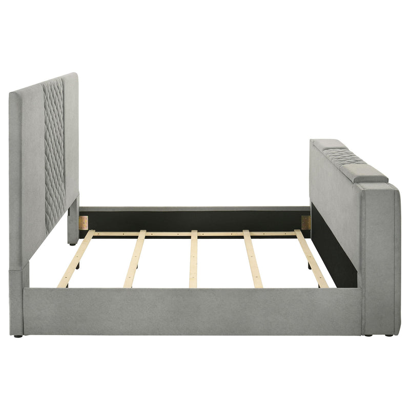 Tara 61-inch Upholstered Eastern King Panel TV Bed Grey - detail 8