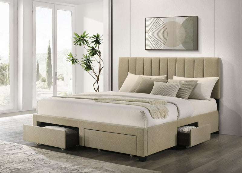 Wheatland 4-drawer Upholstered Eastern King Storage Bed Brown - alternate view