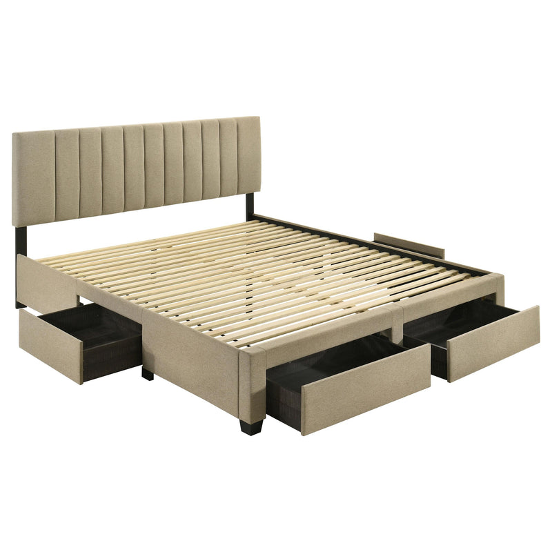 Wheatland 4-drawer Upholstered Eastern King Storage Bed Brown - detail 4