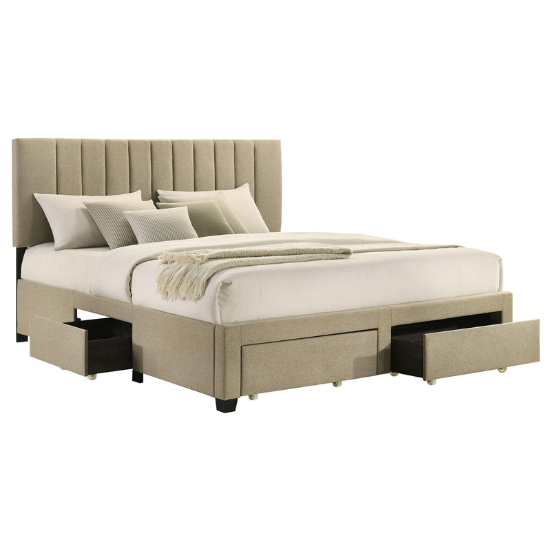 Wheatland 4-drawer Upholstered Eastern King Storage Bed Brown - detail 6