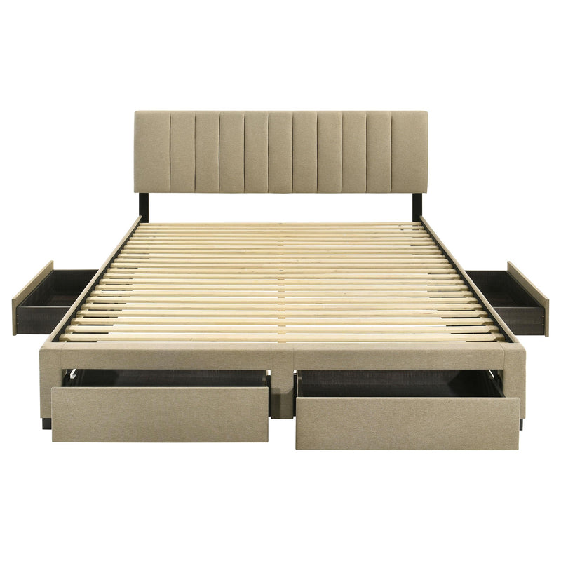 Wheatland 4-drawer Upholstered Eastern King Storage Bed Brown - detail 8