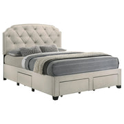 Marianna 4-drawer Upholstered Queen Storage Bed Cream - detail 5