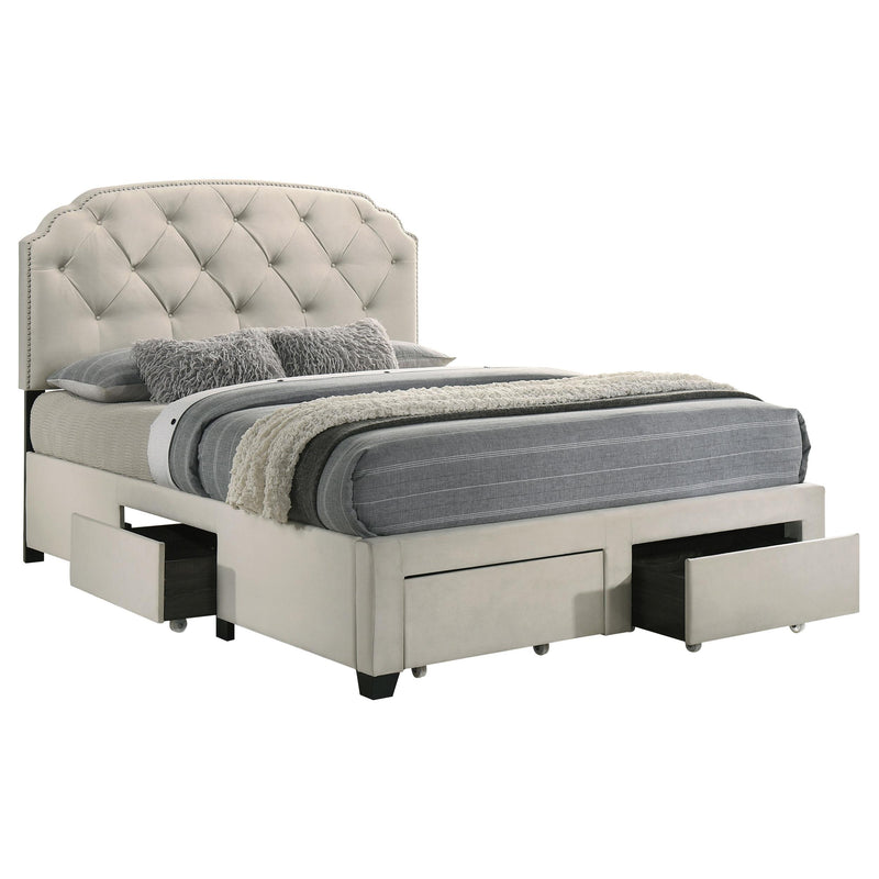 Marianna 4-drawer Upholstered Queen Storage Bed Cream - detail 6