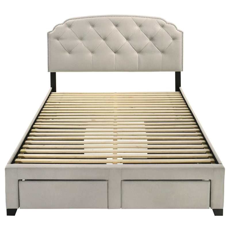 Marianna 4-drawer Upholstered Queen Storage Bed Cream - detail 7