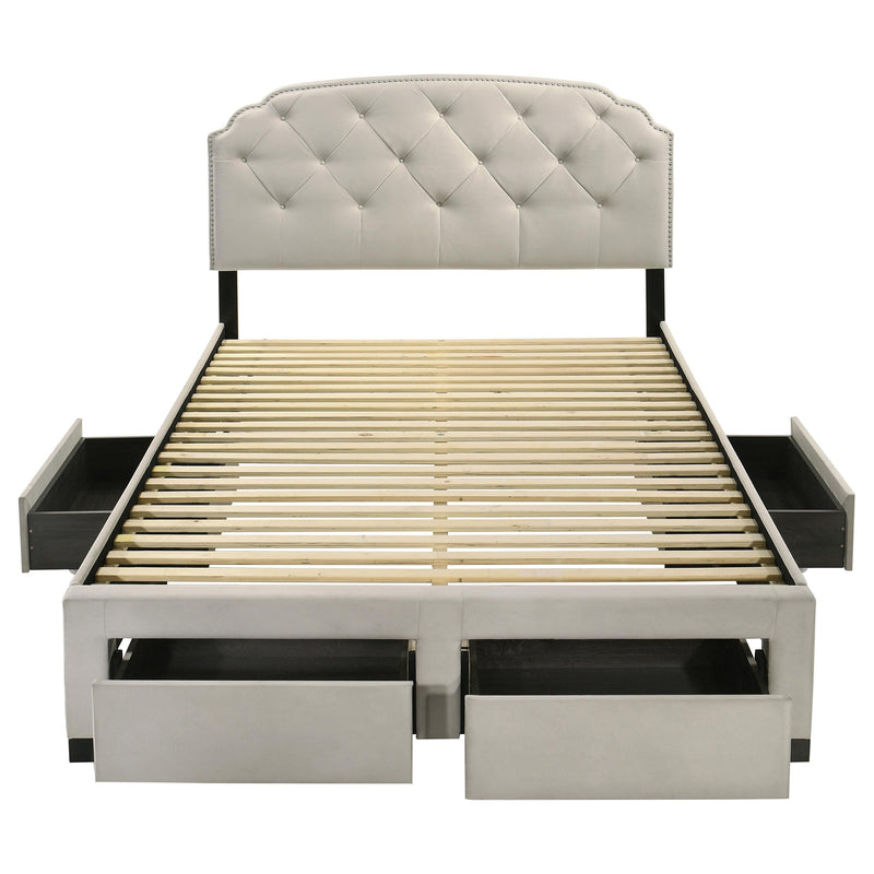 Marianna 4-drawer Upholstered Queen Storage Bed Cream - detail 8