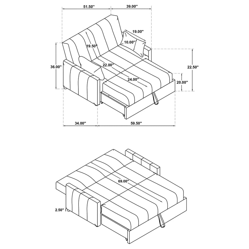 Portland Boucle Upholstered Sleeper Sofa Bed