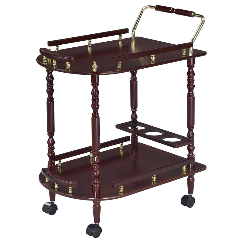 Palmer 2-tier Rectangular Wood Bar Cart Merlot - detail 4