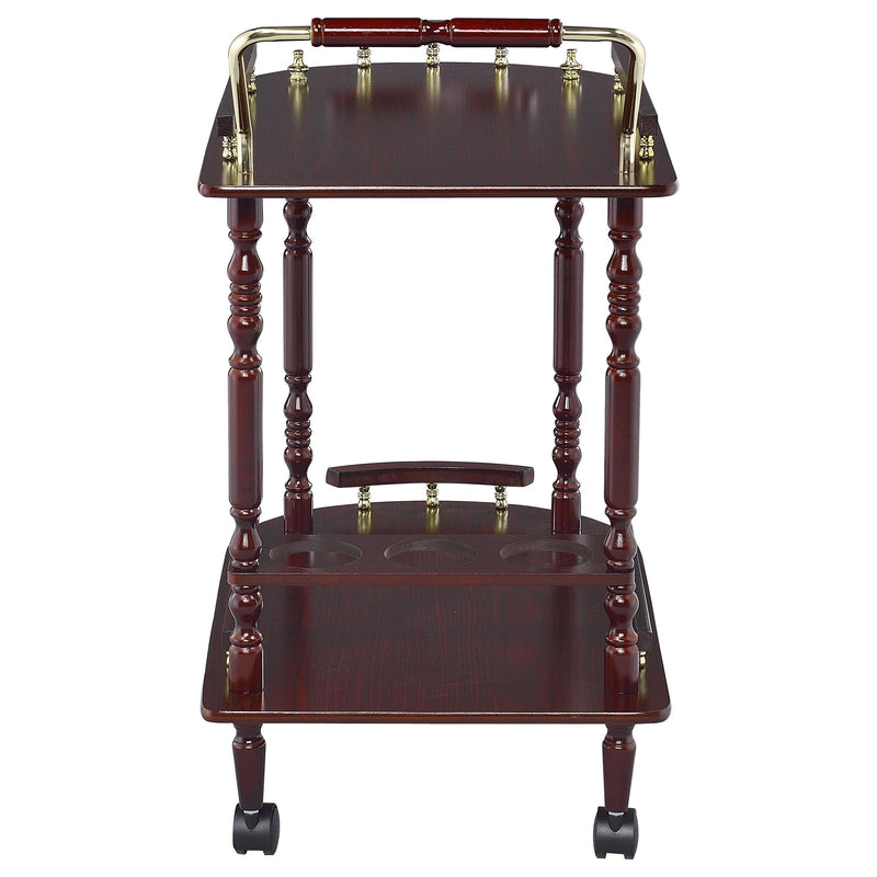 Palmer 2-tier Rectangular Wood Bar Cart Merlot - detail 6
