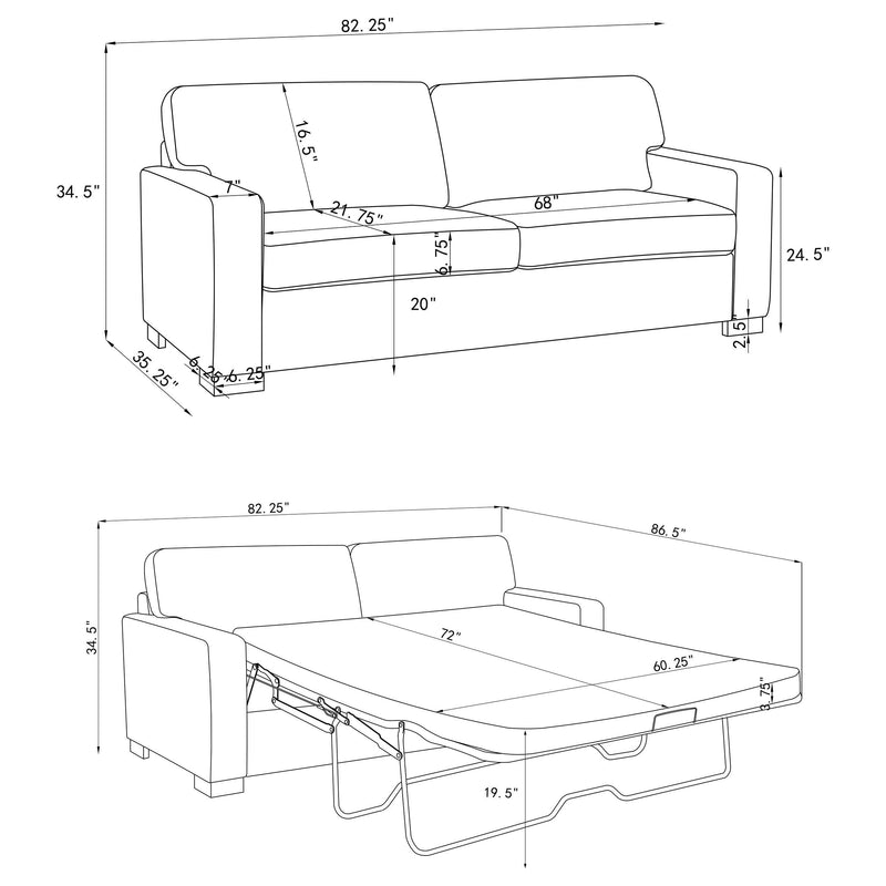 Simpson Upholstered Sofa Sleeper with Queen Mattress