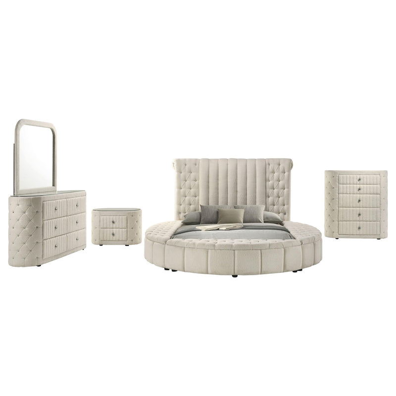Sonya 5-piece Upholstered Queen Bedroom Set Ivory - alternate view