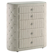 Sonya 5-drawer Upholstered Bedroom Chest of Drawers Ivory - alternate view