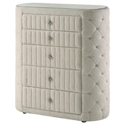 Sonya 5-drawer Upholstered Bedroom Chest of Drawers Ivory - detail 4