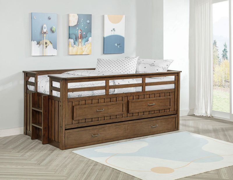 Carlsbad Wood Twin Captains Bed With Trundle Medium Brown - alternate view