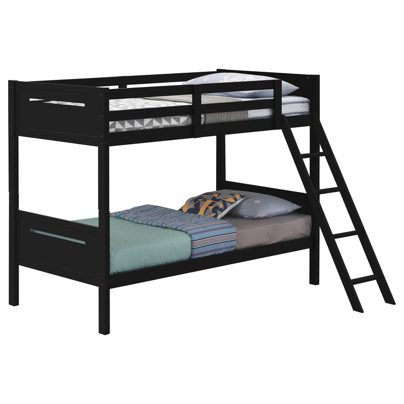 Littleton Wood Twin Over Twin Bunk Bed Black - detail 3