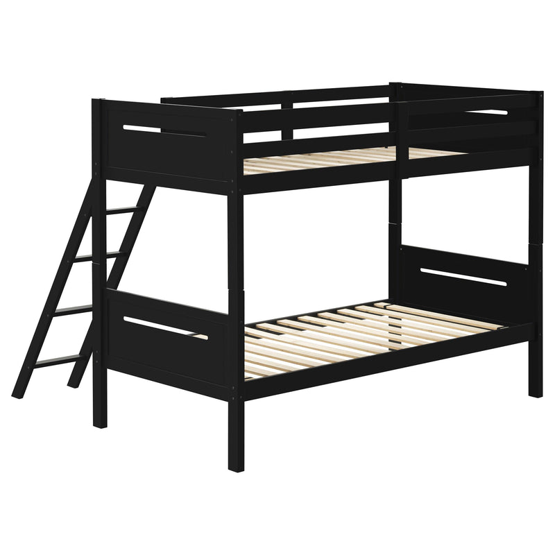 Littleton Wood Twin Over Twin Bunk Bed Black - detail 4